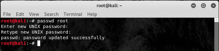 changement de mot de passe kali linux